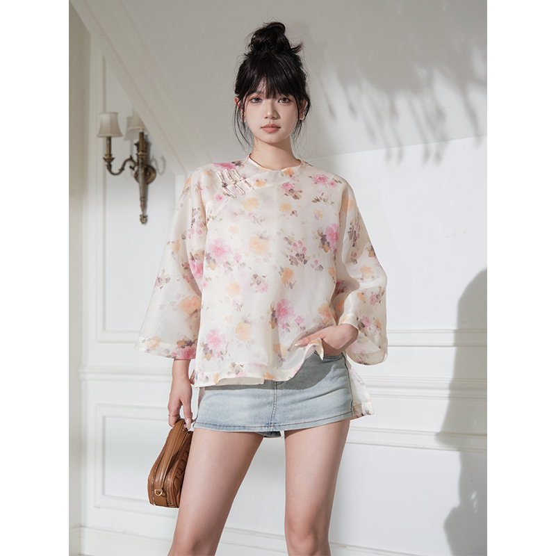 CAN夏季新款新中式时尚百搭上衣