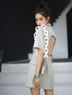 名媛小西装 后背镂空小众设计感时尚 连衣裙女 新款 CAN夏季