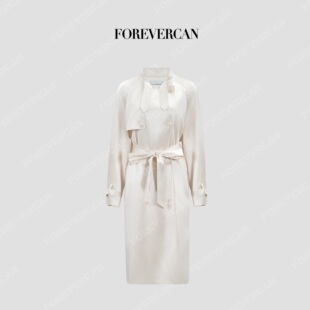 Forevercan女装 多佛白崖进口醋酸双排扣纸片人风衣外套 2026新款