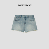 氧气丹宁复古做旧洗水磨破百搭牛仔短裤 Forevercan女装 2025新款