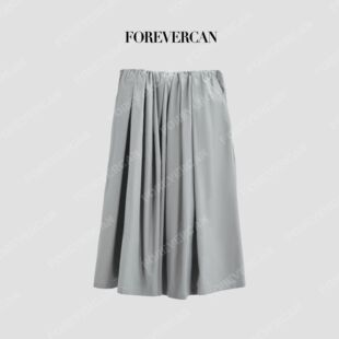 Forevercan女装2025新款步履轻盈立裁手工捏褶学院风伞裙