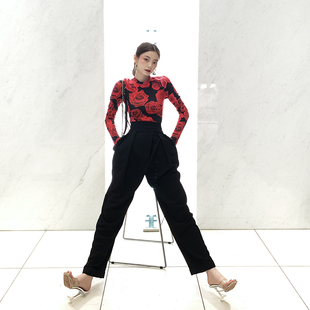 女街头直筒显瘦百搭长裤 欧美风微阔休闲裤 子高腰 新款 CAN秋季