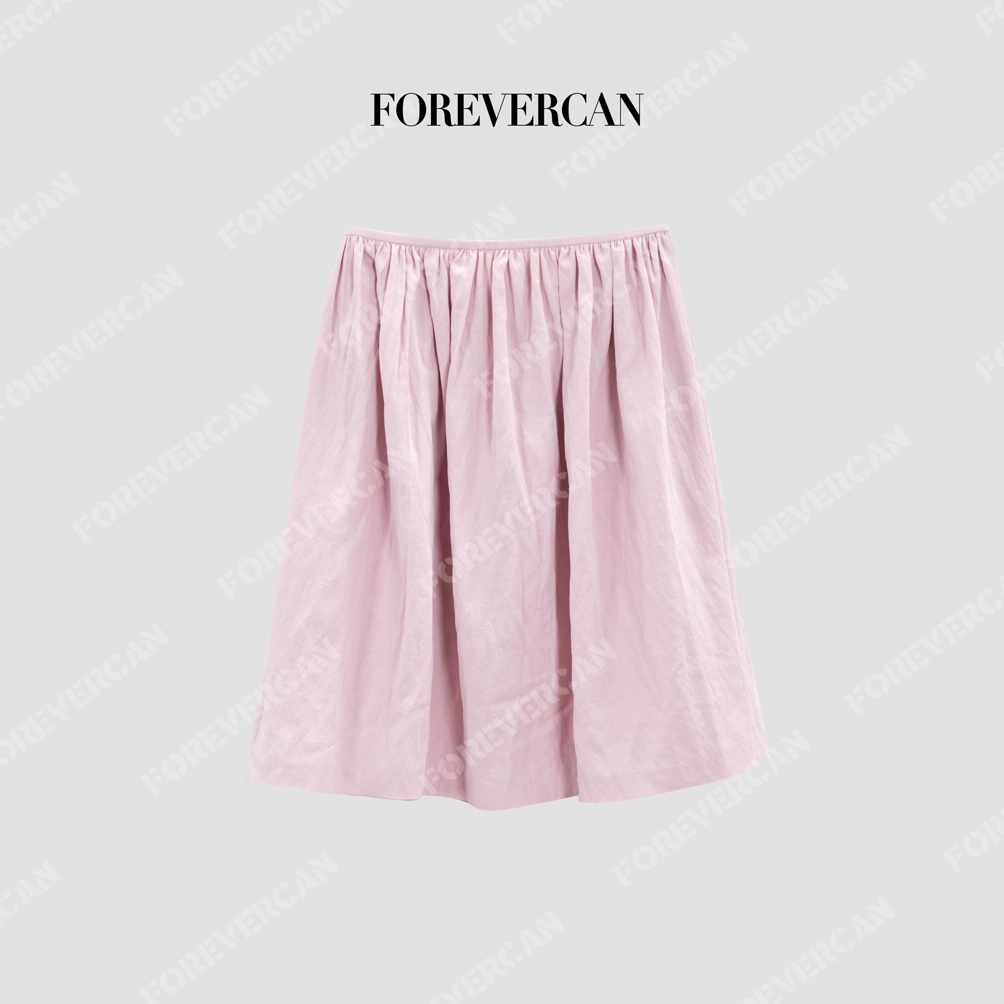 Forevercan女装“粉调日常”进口天丝微皱纸感肌理半身裙