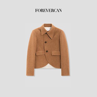 [现货]Forevercan女装春秋新款海克利尔英伦风不规则弧形下摆外套