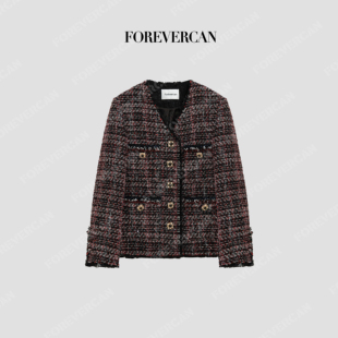 Forevercan“查令十字街”客定小香编织感粗花呢西装外套