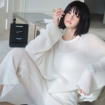 CAN新款慵懒风休闲气质针织套装