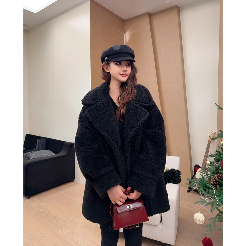 CAN秋冬新款廓形骆驼绒羊毛大衣