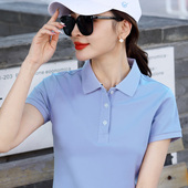 宽松运动有领定制印logo上衣polo衫 夏季 大码 翻领T恤女 纯棉短袖