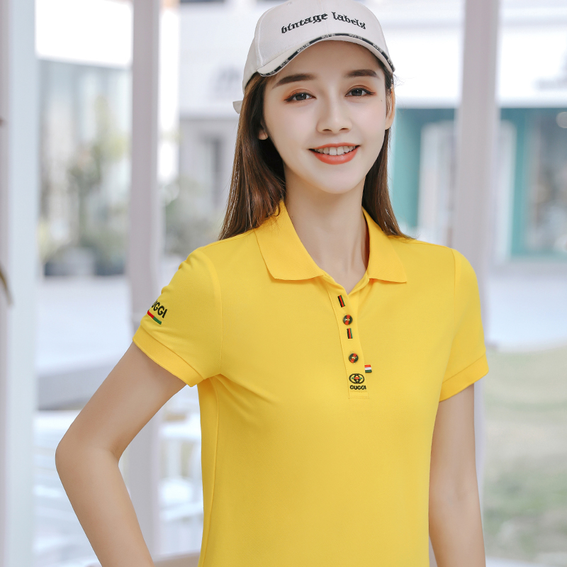 新款女装定制工作服POLO衫印LOGO有领运动翻领T恤女短袖夏