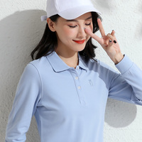 春秋翻领长袖t恤女定制有领上衣运动纯棉印logo宽松工作服polo衫