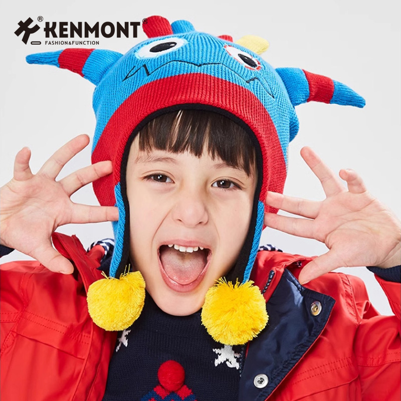 Kenmont卡蒙儿童卡通针织帽冬季