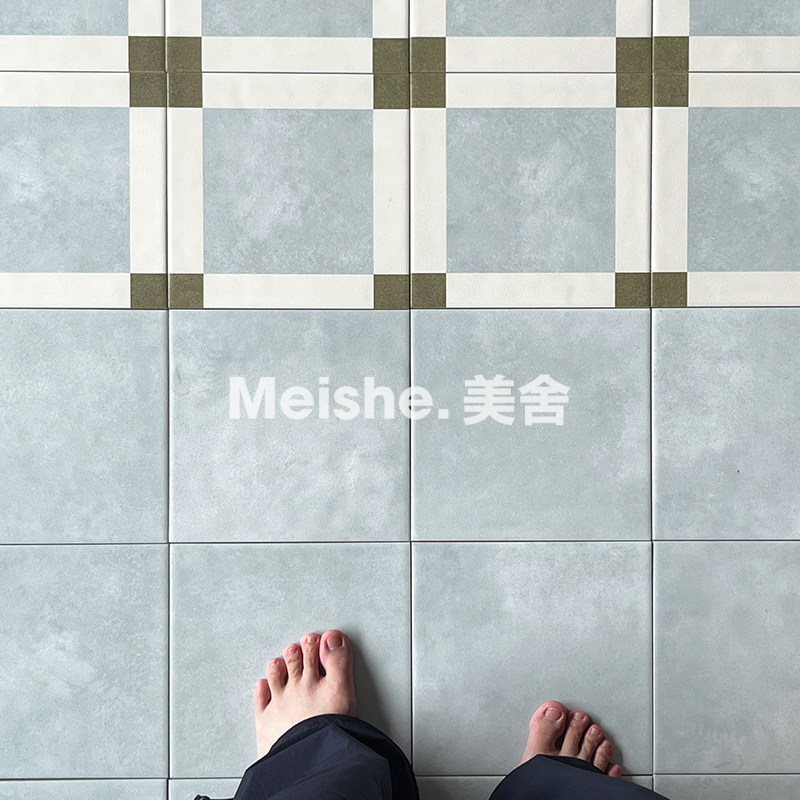 美舍 法式复古蓝色花砖厕所浴室仿古砖（包括文化石）