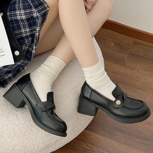 厚底乐福鞋女2025新款春秋季百搭jk小皮鞋英伦风增高跟玛丽珍单鞋