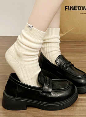黑色乐福鞋女厚底英伦风玛丽珍单鞋春秋季日系jk制服小皮鞋配裙子