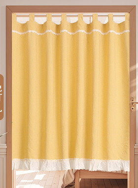 日系加厚棉布门帘半帘短帘厨房卫生间布帘厨柜帘隔断帘隐私帘布艺