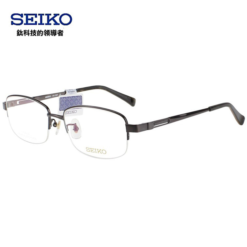 近视变色防蓝光眼镜框架超轻纯钛半框圆形商务男款日本精工HC1027