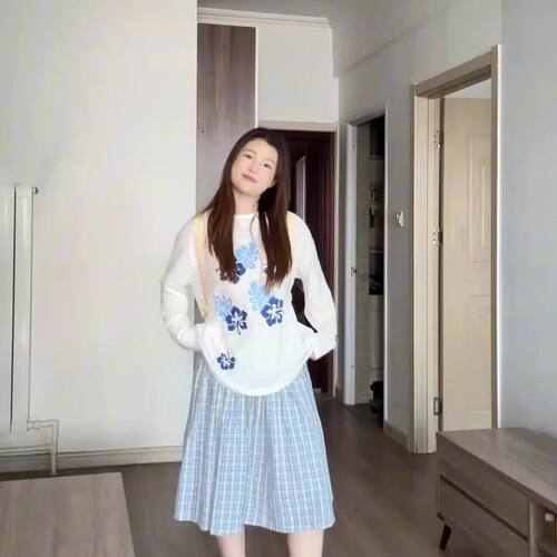 韩系白色印花长袖t恤女夏季薄款