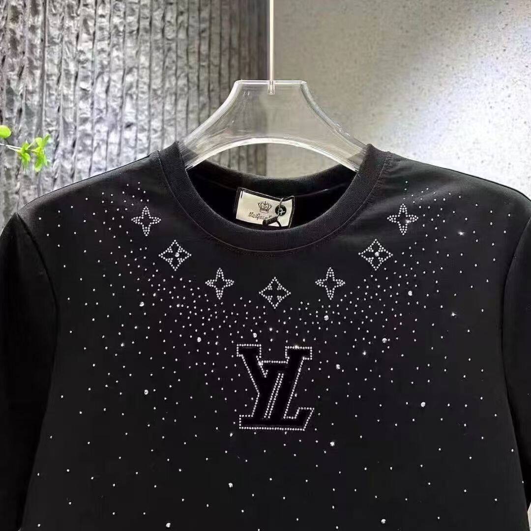 高版新款纯棉短袖男士潮牌痞帅满天星烫钻青年高质量休闲百搭T恤