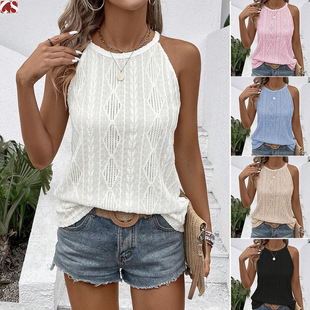 针织上衣女修身 slim 显瘦背心knit basic summer top 简约粉色无袖