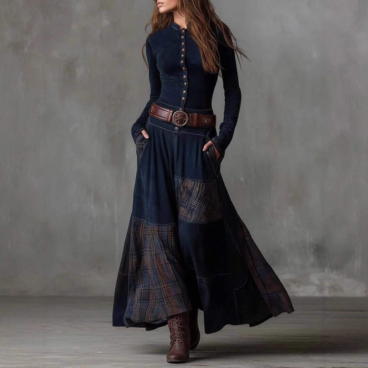 长袖连衣裙女修身宽松 Black Long Sleeve Dress Women Fitted