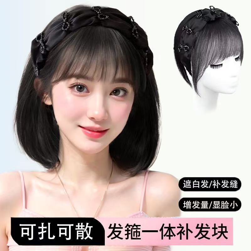 真人发丝发箍女头顶遮白发增发量