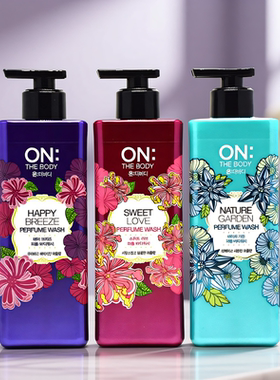 韩国LG ON香水沐浴露紫色持久留香补水72小时香体男女500ml家庭装