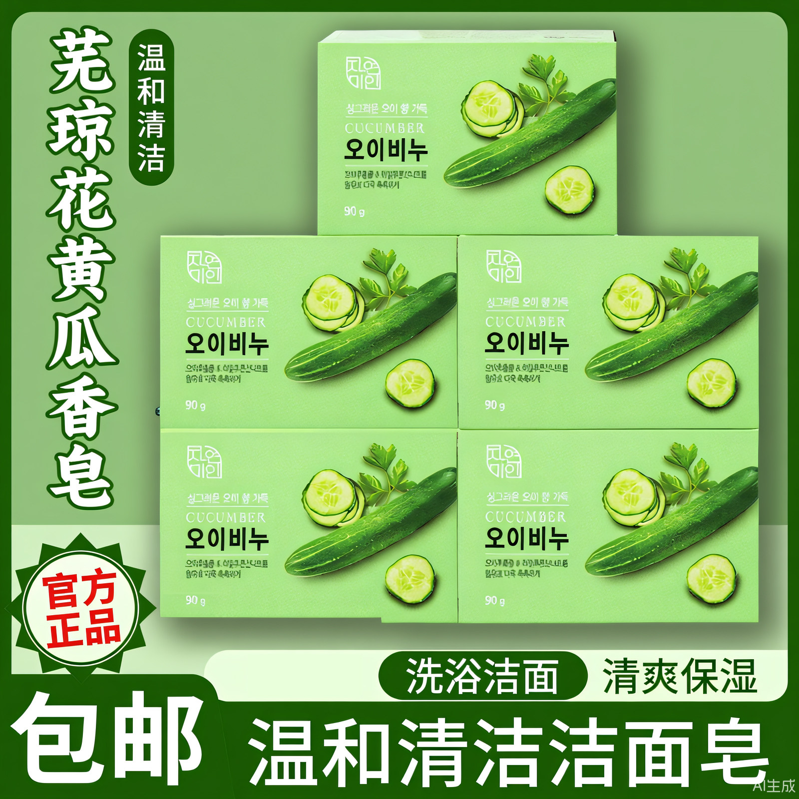 韩国芜琼花黄瓜香皂清爽去油洗脸洁面洗澡沐浴收缩毛孔保湿补滋润