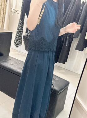 不晚not the2025早春新款蕾丝拼接半身裙套装女圆领无袖