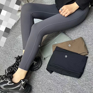 吾馨春秋新款莱卡裸感瑜伽运动高腰芭比鲨鱼裤后腰口袋小脚打底裤