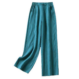 亚麻直筒裤女夏高腰棉麻宽松阔腿裤慵懒小阔腿裤显瘦垂感休闲裤子