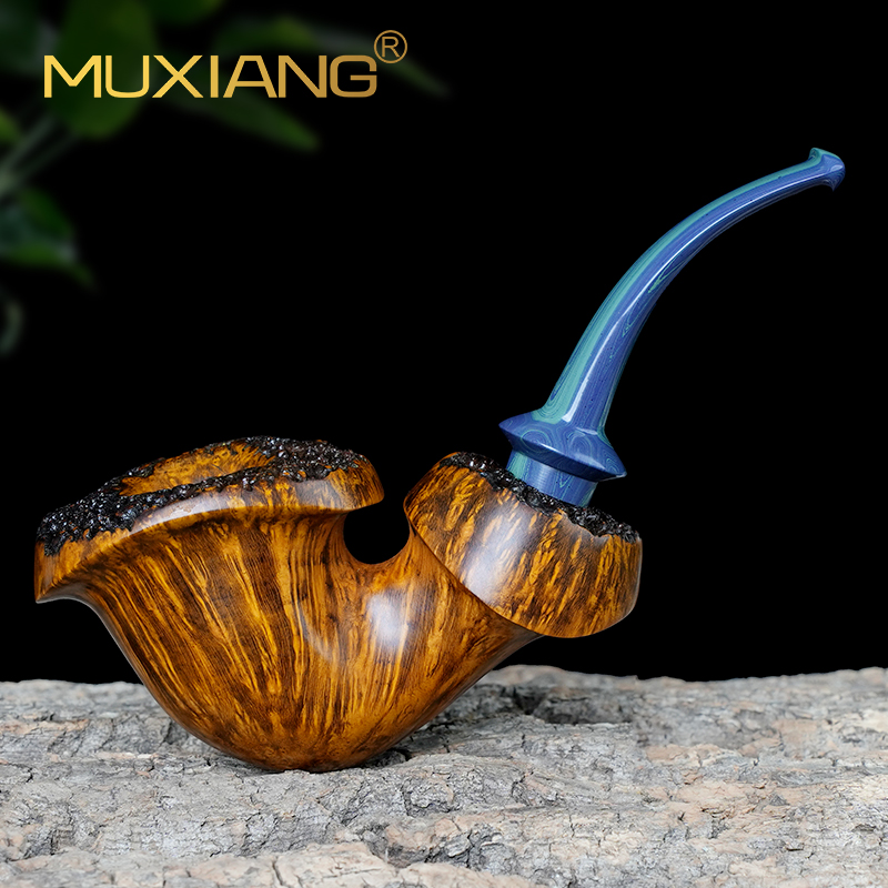 石楠木煙斗手工自由式煙斗帶瘤皮