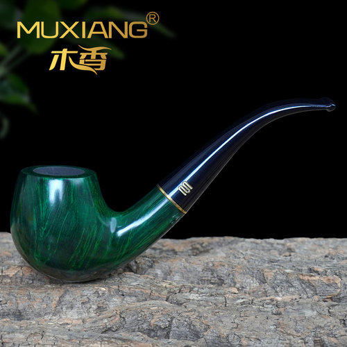 木香进口石楠木烟斗男士手工苹果弯斗实木传统老式过滤专用具配件