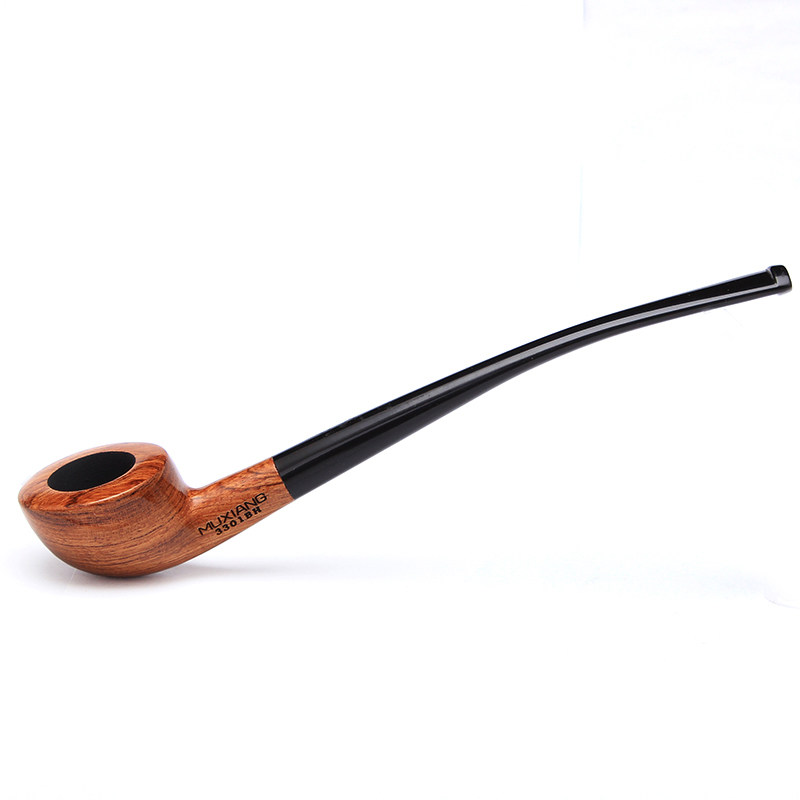 木香花梨木烟斗弯式小号手工实木烟斗老式长柄阅读斗男士专用烟具