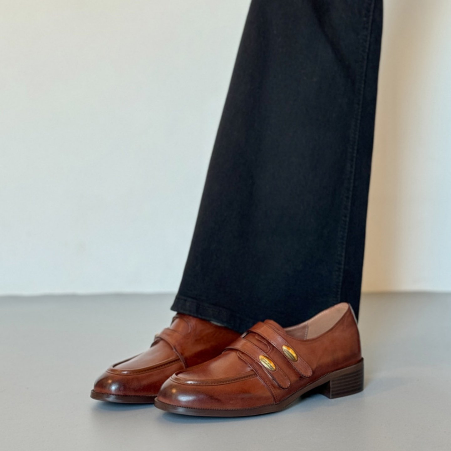 英伦风金属扣老钱风黑色皮带扣乐福鞋女粗跟复古一脚蹬小皮鞋单鞋,女鞋,乐福鞋（豆豆鞋）,淘宝优惠券,粉丝福利购,淘宝优惠卷