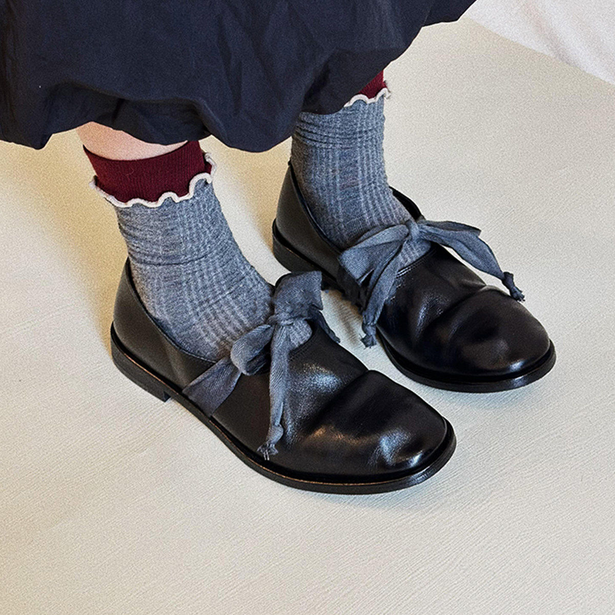 羊皮版~文艺小众真皮深口乐福鞋女蝴蝶结一脚蹬低跟百搭复古单鞋,女鞋,浅口单鞋,淘宝优惠券,粉丝福利购,淘宝优惠卷