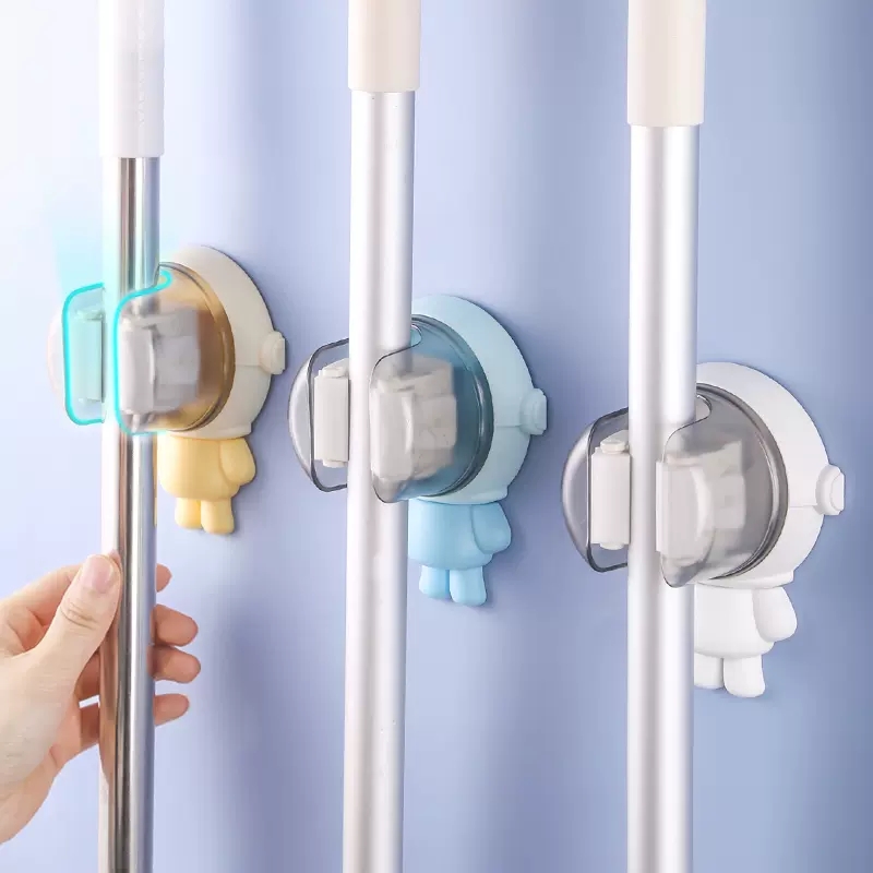 拖把挂钩卫生间免打孔不锈钢墙壁挂架扫把拖布夹收纳神器强力卡座