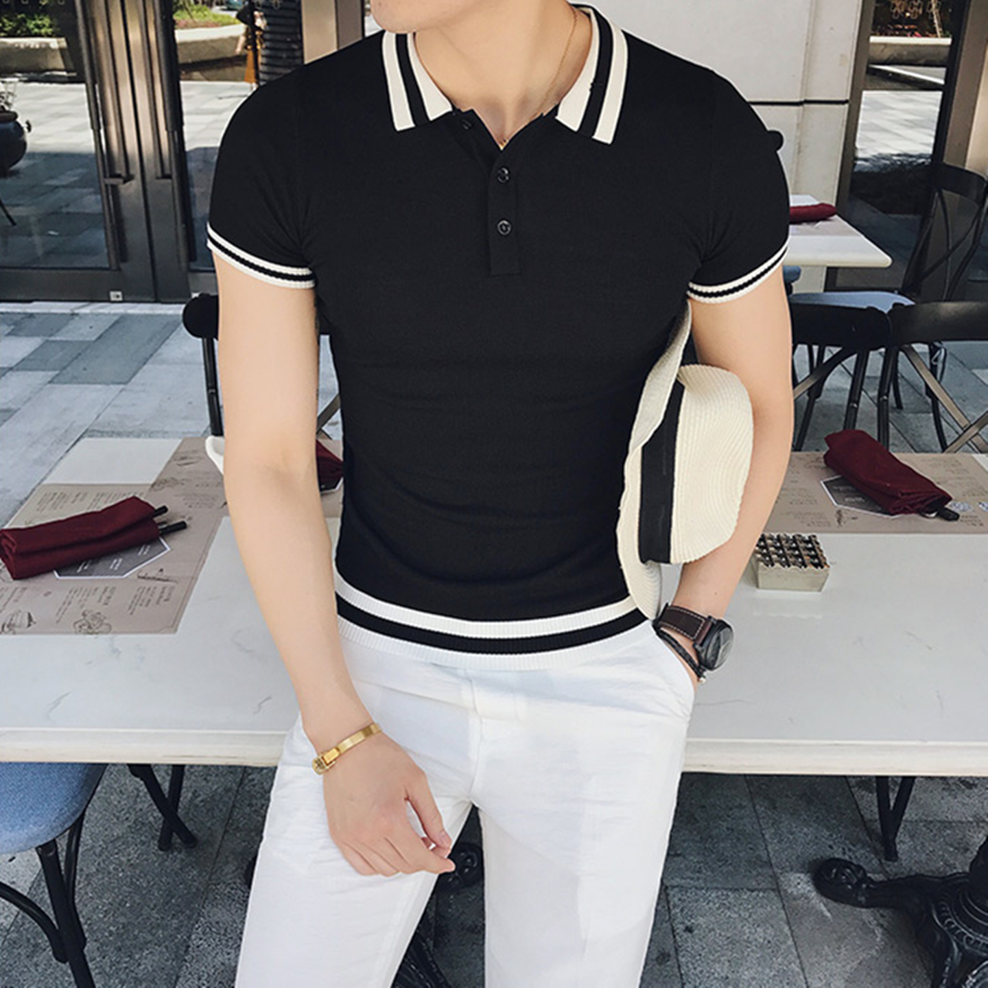 2026新款男士撞色短袖翻领polo衫
