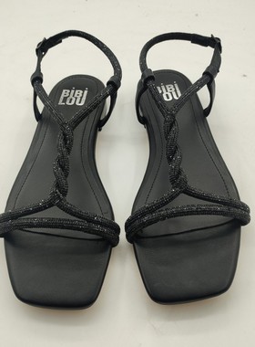 KemethCoie原创女装真皮鞋子新款休闲时尚百搭系带编织水钻凉鞋