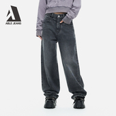 JEANS 大直筒裤 新款 ABLE 女士复古摩登宽松高腰直筒牛仔裤