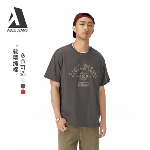 ABLEJEANS男士夏季宽松短袖T恤