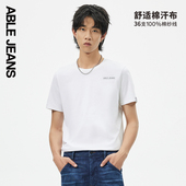 JEANS 摩登都市百搭舒适棉LOGO短袖 夏季 ABLE 男士 经典 T恤修身 透气