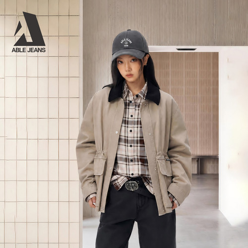 ABLEJEANS女士撞色开衫夹克外套