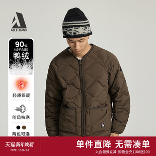 舒适保暖工装 ABLE 短款 男士 口袋无领轻量羽绒服夹克 JEANS25冬季