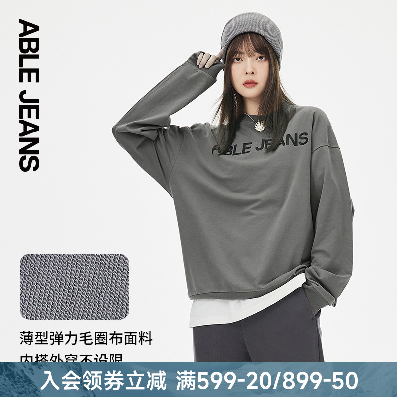 春季圆领卫衣ABLEJEANS复古宽松