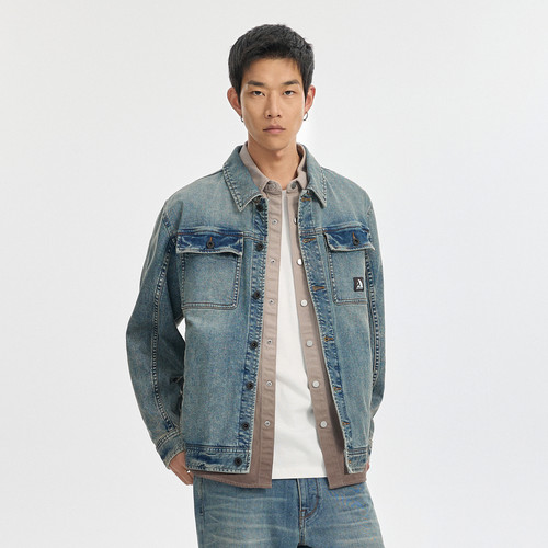 ABLE JEANS【好物体验专享】水洗做旧复古工装潮流宽松牛仔夹克