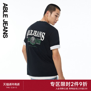 JEANS 复古短袖 新款 美式 T恤881258 植物学院系列男士 ABLE