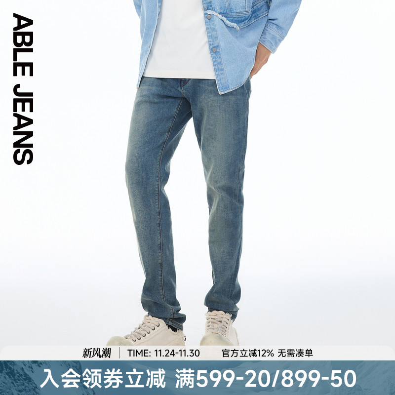 ABLE JEANS【修身裤】2025新款男士复古洗水弹力牛仔裤801659