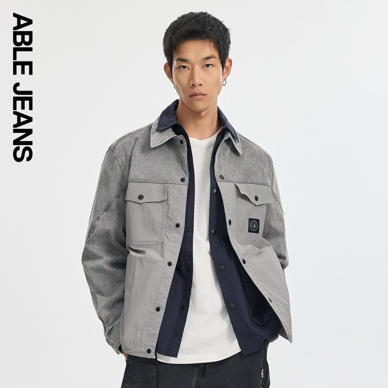 ABLE JEANS秋季新款男士外套都市机能系列工装风拼接长袖衬衫,男装,牛仔衬衫,淘宝优惠券,粉丝福利购,淘宝优惠卷