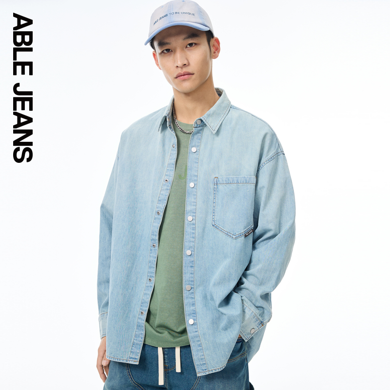 ABLE JEANS 新款男士超宽松街头大衬衫741115