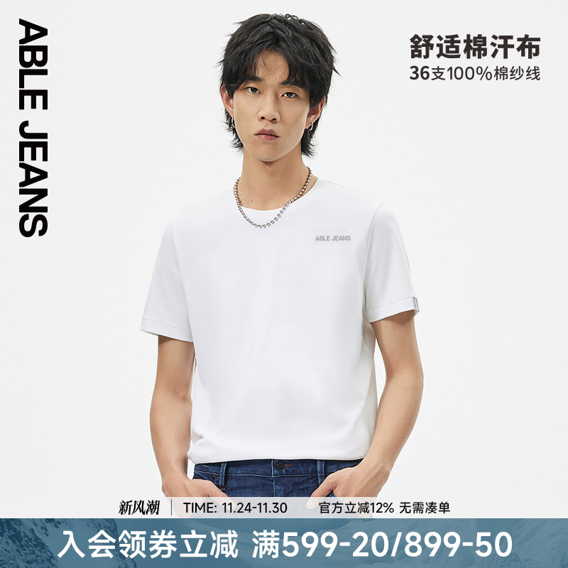 ABLEJEANS短袖T恤经典黑白logo